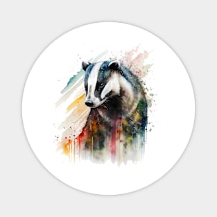 Colourful Watercolour Badger Painting Magnet